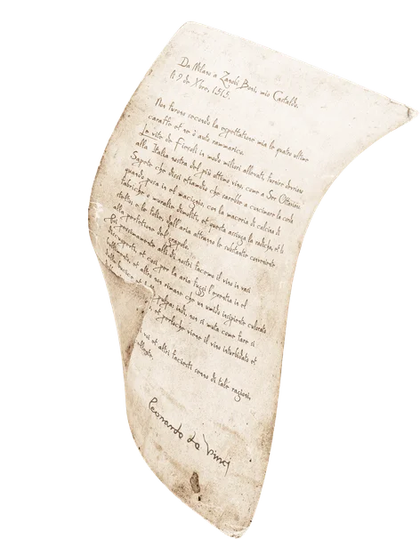 La lettera di Leonardo al suo fattore, su un foglio di pergamena